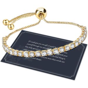 Eryi-J.Fée Tennis Bracelet,Silver Bracelet For Women,4mm Tennis Crystal Bracelet,Silver-Plated Bracelet,Silver Women Bracelet,Friend Bracelet,Gifts For Her,6.5/6.9/7.3/7.7 In,Silver,Gold,Rose Gold - Neuf