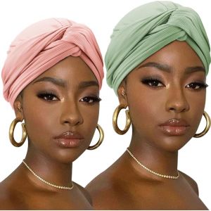 Tzf-Turban Pour Femmes En Douceur Doublé Turban En Jersey Extensible Headwrap Léger Respirant Couleur Unie - Neuf