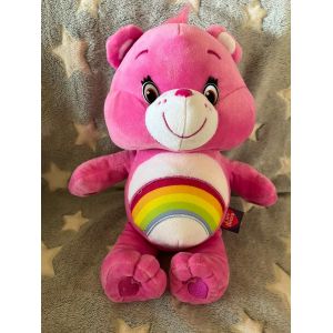 Peluche Doudou Ours Bisounours Rose Violet Arc En Ciel Care Bears 35 Cm - Neuf