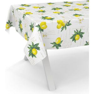 Ulteronixshop-Nappe En Toile Cir&eacute;e Lavable, Pour Table De Jardin, Ronde, Ovale Ou Rectangulaire, 160 X 140 Cm, Bord Coup&eacute;, Motif Citrons - Neuf