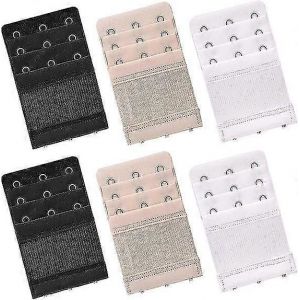6 Pcs Étendeurs De Soutien-Gorge Pour Femmes 3 Hooks Extension De Soutien-Gorge, Noir, Blanc, Beige - Neuf