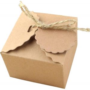 50 Pièces Boite Dragees Mariage Boite Kraft, Boites Cadeaux Kraft, Papier Kraft Boîtes en Carton de Bonbons, Boîte de Papier Kraft à Biscuit Bonbon, Kraft Gift Boxes, Kraft Boîte pour Fêtes Mariage - Neuf