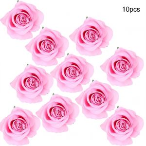 Hjlian Lot De 10 Roses Artificielles Pour Decoration De Mariage, Maison, Rose Fonce - Neuf