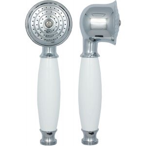 Salle de bain complète de la tête de douche anti-calcaire, douche de tête avec céramique blanche poignée d'argent de la tête de douche - Neuf