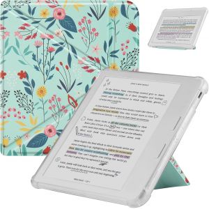 GUOP-Coque Pour Kobo Libra Color (2024)/Kobo Libra 2 (2021) 7 Pouces Ereaders,Étui Arrière En Tpu Transparente Et Souple Avec Fonction De Réveil/Sommeil Automatique Et Fonction Debout-Spring Bloom - Neuf