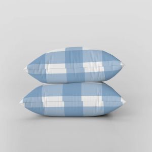 Cauc-Housses De Coussin Vichy Pastel Tartan Plaid Coussins De Chaise Bleu Ferme Housses D`Oreiller Lin Oreillers &Agrave; Carreaux Pour Le Lit Canap&eacute; Salon Ext&eacute;rieur Jardin Patio 45x45cm Lot De 2 - Neuf
