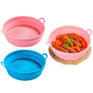 Lot De 2 Doublures En Silicone Pour Friteuse &Agrave; Air De 7,5 Pouces - Bleu Et Rose - Neuf