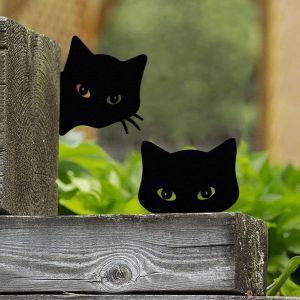MEVRONISSHOP-Lot de 2 d&eacute;corations de Jardin en m&eacute;tal Motif Chat Noir pour Jardin, Cour, &eacute;t&eacute;, Ferme, d&eacute;coration d'int&eacute;rieur, d&eacute;coration ext&eacute;rieure, Cour, pelouse, pour Les Amoureux des Chats - Neuf
