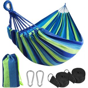 Ulteronixshop-Hamac D'ext&eacute;rieur De Camping, 210 X 150cm Simple Ou Double Hamac En Plein Air Portable En Toile Charge 300 Kg Avec Sac De Transport, Sangles Et Mousquetons, Pour Terrasse, Balcon, Jardi - Neuf