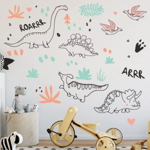 ERYI-Stickers Muraux Enfants Dinosaure, Stickers Dinosaure Mural, Autocollant Mural Enfant Garcon, Decoration Chambre Enfant, Stickers ChambreU2002Bebe Garcon(Dino A) - Neuf