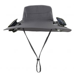 Chapeau De Ventilateur Solaire Chapeau De Pêche En Plein Air Avec 2 Ventilateurs Solaires Chapeau De Seau À Large Bord Casquette D'été Pour Hommes Camping En Plein Air Pêche Randonnée - Type D - Neuf
