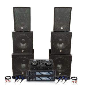 Pack sono double tours de son amplifiées 5000W bi amplification double lecteur CD table de mixage multi piste câblages fourni - Neuf