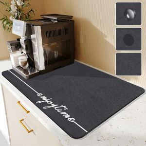 Tzf-Tapis Egouttoir Vaisselle 60x40 Cm, Diatomite Tapis Absorbant Vaisselle, Tapis Evier Cuisine, Tapis Vaisselle Masque Les Taches, Tapis De Bar Pour Cuisine, Machine À Café, Ustensiles - Neuf