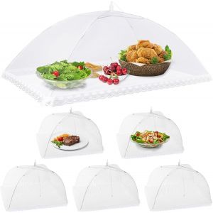Mevronisshop-6pcs Cloche Alimentaire Pliable Anti-Mouche Couvercle De Nourriture En Maille Tente Parapluie Anti-Insectes Protection Pour Bbq Pique-Nique Aliments,1 Large (100x60cm) & 5 Standard - Neuf