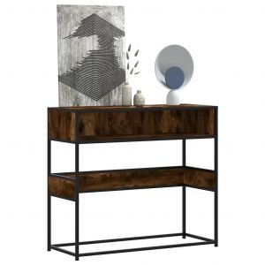 Table Console Chêne Fumé 90x35x80 Cm Bois D'ingénierie - Neuf