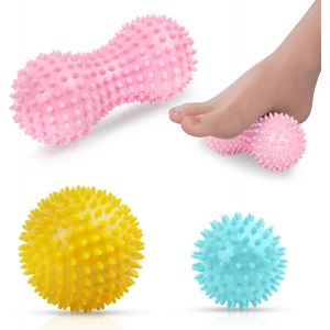 Kal-Set Unique De 3 Balles De Massage Différentes,Massage De Trigger Point, Boule Myofasicale,Boule D'exercice, Balle De Massage Pour Masser Les Pieds,Dos,Épaules, Bras,Rose Clair - Neuf