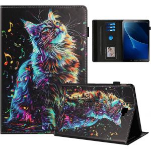 Eryi-Coque Pour Samsung Galaxy Tab A6 10,1 Pouces Sm-T580/T585 Impression Graphique Housse En Tablette Cuir Pu Protection Pour Samsung Galaxy Tab A6 10,1 Sm-T580/T585 Chat En Note De Musique - Neuf