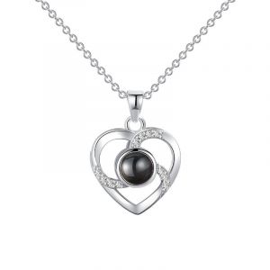 Collier Meilleur Pendentif 100 Langues Je T'aime Projeter Pierre Coeur Vide Pour Femmes - Neuf