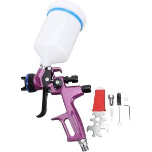 CHECARZHN--NO1-Hvlp Pistolet À Peinture, Hvlp Pistolet Peinture Air Comprimé Avec 600Ml Capacité 1,3Mm Buses, Professionnel Pistolets Pulvérisateurs D'Air À Alimentation Pour Peinture Automobile Et M - Neuf