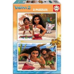 KASFL-2 Puzzles En Carton De 100 Pièces Avec Les Images De Moana 2,Double Plaisir.Dimensions : 40X28 Cm.De 6 7 8 Ans (20103) - Neuf