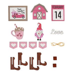 Plateau &Agrave; &Eacute;tages Pour La Saint-Valentin - D&eacute;corations De Table En Bois - Neuf