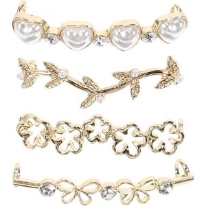 Jum-4 Pcs Lacet Décoratif Boucle Bijoux De Chaussures Breloques En Dentelle Pour Baskets Ornements De Chaussures Boucles De Chaussures De Mariée Décor Strass Chaussures Boucle - Neuf