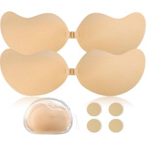 2 Pairs Of Adhesive Push-Up Bras,Strapless & Breathable,Invisible Self Adhesive Bra For Women,With 4 Nipple Covers.[F228] - Neuf