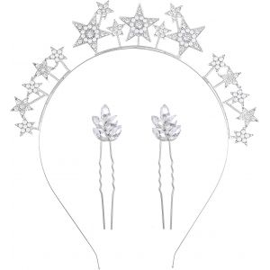 KALVD-Rt Diadème Étoile Strass,Double Couche Bandeau Couronne Halo Étoile,Carnaval Bandeau Étoiles,Couronne Princesse,Casque De Déesse,Couronne De Mariage,Accessoires Pour Cheveux Pour Femmes Filles - Neuf