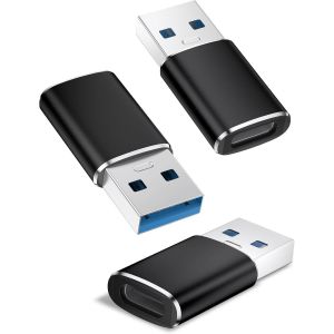 Tzf-Adaptateur Usb Vers Usb C 3 Pack,Type C Femelle Usb A M&acirc;le Convertir Chargeur Pour Iphone 16 15 14 13 12 Pro Max,Ipad Air 4 5 Mini 6 7,Samsung S24 S23 A55 A54,Z Fold Flip (Noir) - Neuf