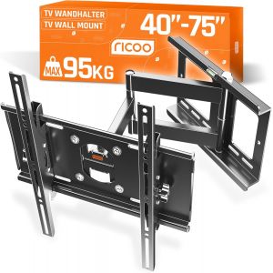 Support Tv Mural Orientable Et Inclinable Fix Ation 40-75" Pouces (79-165Cm) Max 95Kg & Max Support Vesa 400X400 / Support Television Mural - Accroche Tv Mural - Support Mural Tv R23-S Noir - Neuf