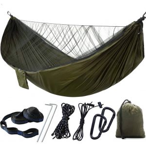 Ulteronixshop-Moustiquaire Hamac, Hamac De Camping Ultra-L&eacute;ger Avec Grande Capacit&eacute; De Charge Et Moustiquaire Automatique, 2 Personnes (Arm&eacute;e Verte) - Neuf
