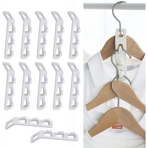 LETNERNY-Crochet Gain De Place Penderie, 12Pcs Crochet De Connecteur De Cintre Crochets De Connexion Pour Cintres, Crochets À Vêtements En Cascade Pour Garde-Robe, Armoires, Organisateur - Neuf