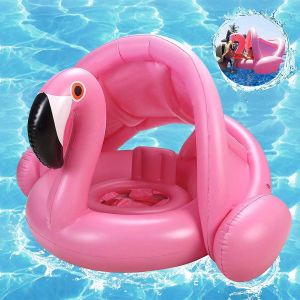 Cap-Flamant Flotteur De Piscine Pour Bébé,Flamant Flotteur Avec Auvent,Bouée Siège Gonflable,Bébé Siège De Piscine,Bague De Natation ¿Flottante,Enfant Bague De Natation,Flamant Siège De Natation - Neuf