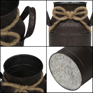 Pot à lait vintage en métal galvanisé (L 11,5 x H 15 cm), style shabby chic et vintage, idéal pour la décoration de la maison, du mariage et des plantes. - Neuf