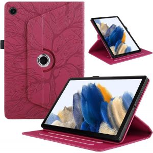 Kal-Coque Pour Samsung Galaxy Tab A8 2021/2022 10.5 Pouces (Sm-X200/Sm-X205), Etui Premium Cuir Pu Rotatif &Agrave; 360 Antichoc Degr&eacute;s Flip Case Cover Fonction Support Housse - Rouge - Neuf
