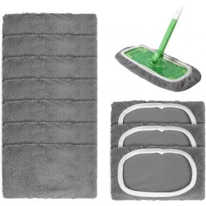 Lot de 10 serpill&egrave;res s et humides compatibles avec Swiffer-Pour le nettoyage des sols en bois ou d'autres surfaces-Gris-25,4 x 11,5 cm - Neuf