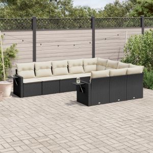 Prolenta Premium - Salon De Jardin 10 Pcs Avec Coussins Noir R&eacute;sine Tress&eacute;e - Neuf