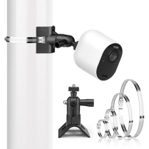 KALANKA-Support de M&acirc;t &agrave; 360 &deg; pour Cam&eacute;ra de Surveillance Eufycam/Arlo/Wyze, Support de Cam&eacute;ra avec 4 Anneaux de Serrage R&eacute;glables Support Mural Int&eacute;rieure Ext&eacute;rieure pour Cam&eacute;ra (Noir) - Neuf