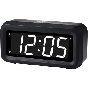 ERYI-Horloge Numérique Alimenté Par Batterie, Réveil De Chambre Avec Affichage Led - Longue Durée De Vie De La Batterie, Luminosité Réglable, 12/24 Heures, Sieste - Neuf