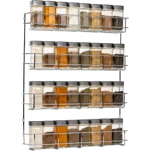 Chenquansarl-Coninx Étagère À Épices Murale | Porte-Épices Mural Ou Fixation Porte Meuble Avec Vis | Rangement De Cuisine Pour Épices | 4 Étages Pour 32 Pots D'épices | Porte-Épices En Métal 50x40.5x - Neuf