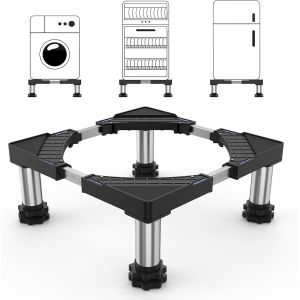 Support Machine À Laver Socle Linge Base De Réfrigérateur Pour Sèche-Linge Frigo Lave-Linge Largeur Réglable 45-65Cm Charge 200Kg Avec 4 Pieds(Blanc)[LAV1180] - Neuf