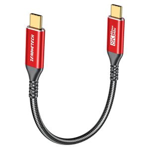 KAL-Cable Thunderbolt 4 [0,3M,Rouge,8K@60Hz/4K@144Hz], Câble Vidéo Du Moniteur, 240W Câble Usb C Vers Usb C Charge Rapid, Transfert De Données 40Gbps, Pour Macbook, Iphone 15/16 Promax, Ssd,Ecran Por - Neuf