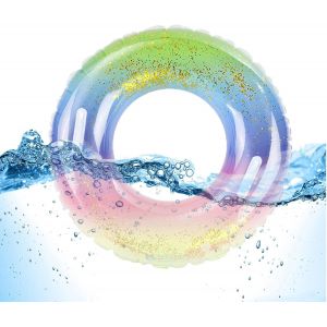 Anneau De Natation,Anneau Flottant Transparent,Bou&eacute;e De Bain Bleue &Agrave; Sequins &Eacute;toil&eacute;s, Anneau De Natation Gonflable Pour Enfants,Anneaux De Natation Pour F&ecirc;te De Piscine D'&eacute;t&eacute; - Neuf