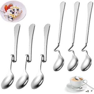 Lot De 10 Cuill&egrave;res &Agrave; Caf&eacute; Incurv&eacute;es En Acier Inoxydable (Deux Tailles) - Neuf