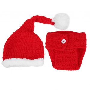 B&eacute;b&eacute; Crochet Chapeau De No&euml;l Fabriqu&eacute; &Agrave; La Main Doux Nouveau-N&eacute; Photographie Prop Nourrisson Crochet Tricot - Neuf