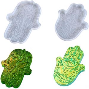 2 Pcs Moule Resine Epoxy Main De Fatma, Moule Silicone Runes,Hamsa Coul&eacute;e Moules,Bijoux, Pendentif Onament Bricolage Artisanat Diy - Neuf