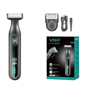 Tondeuse À Barbe Et Rasoir Électrique Homme Vgr, Étanche, Portable, Écran Led, Machine À Raser Pro, Tondeuse Cheveux Multifonction Pour Hommes-360-Vert Avec Boîte - Neuf