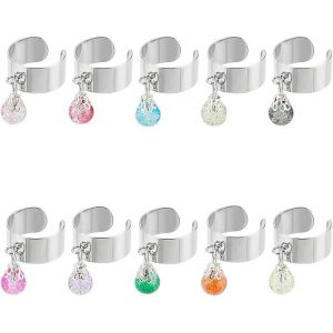 Kahfl-Bague Breloques Acier Inoxydable Pour Femme Bague R&eacute;glable Avec Breloques Bague Avec Pendentifs Bagues Ouvertes Pour Cadeaux De No&euml;l Du Nouvel An Bijoux - Neuf