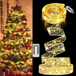 5 M 50 Led Lumi&egrave;res De Ruban De Sapin De No&euml;l,Guirlandes Lumineuses &Agrave; Ruban Brillant,Ruban Sapin No&euml;l Led,Lumi&egrave;res De Ruban De No&euml;l,Arc En Dentelle Diy D&eacute;cor Sapin Vacances Int&eacute;rieur Ext&eacute;rieur - Neuf