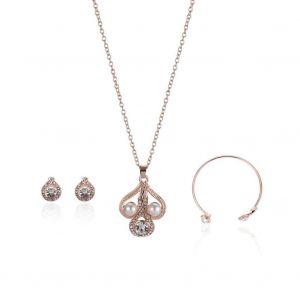 Mode Femme F&ecirc;te Bijoux Ensembles Alliage Zircon Collier / Clous D'oreille / Bracelet (Or Rose) - Neuf